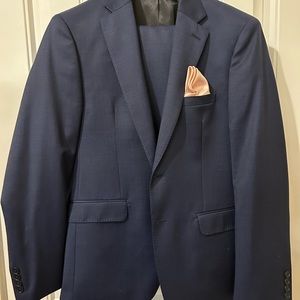 Men’s warehouse Calvin Klein blue suit pants and pocket square